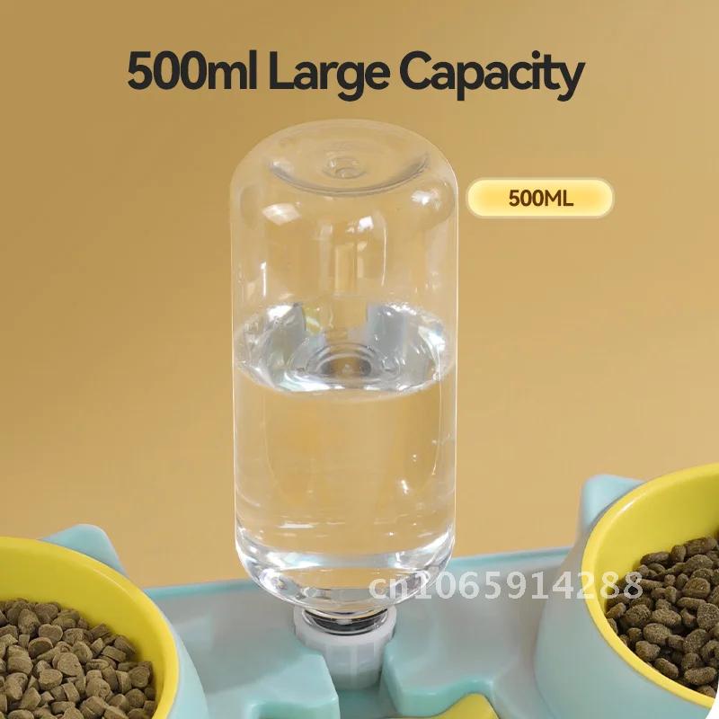 ROJECO 3 In 1 Pet Bowls with Water Dispenser Automatic Water Refill Food Dual Sup Dog Wet Cat Separation Feeding Bowls Bowls Dry