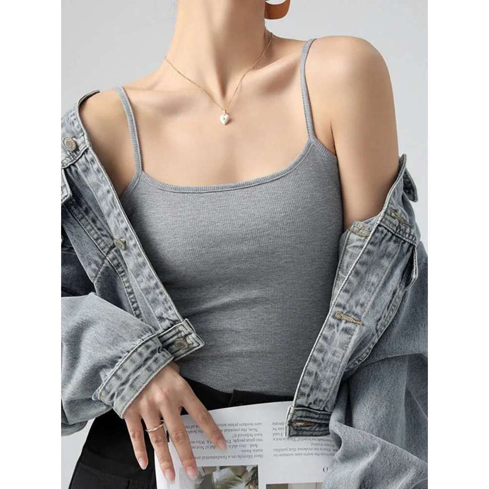 Tanks Summer Spaghetti Strap Camis Stretch Tops For Women Sleeveless Slim Fit Basic Solid Knitted Camisole KLMY