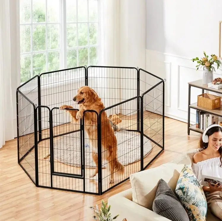 Unique design pet dog kennel metal animal cage cover for run outdoor house protective door removeable training pet behavior 2023