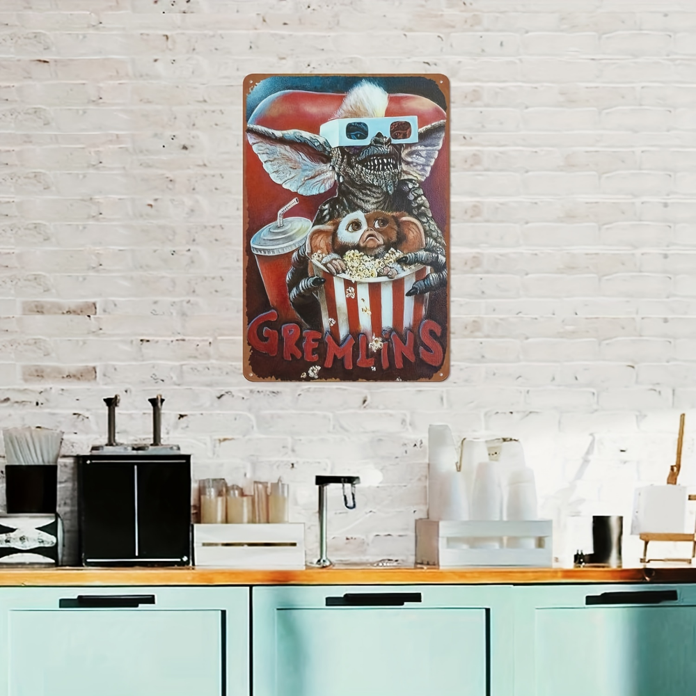 Gremlins Poster Horror Movie Poster Vintage Metal Sign Retro Tin Sign Cafe Bar Home Wall Decor Tinplate 8x12 Inch
