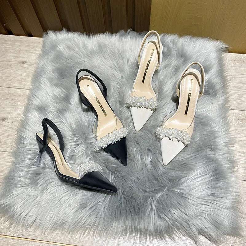 Pumps Women New Crystal Summer Sexy Pointed Toe Thin Heel Party Woman Bg High Heels Shoes Sandals 7.5CM