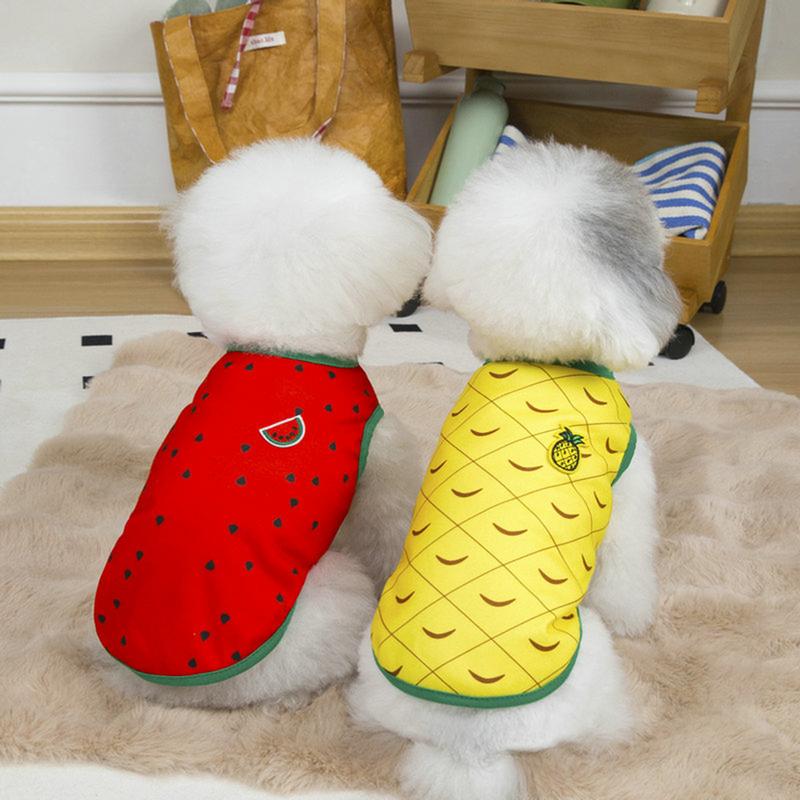 Dog Summer Clothes Pet Summer Clothes Cute Unique Dog Cat Shirt Watermelon Pineapple Kitten Clothes Breathable Pet Outfit For