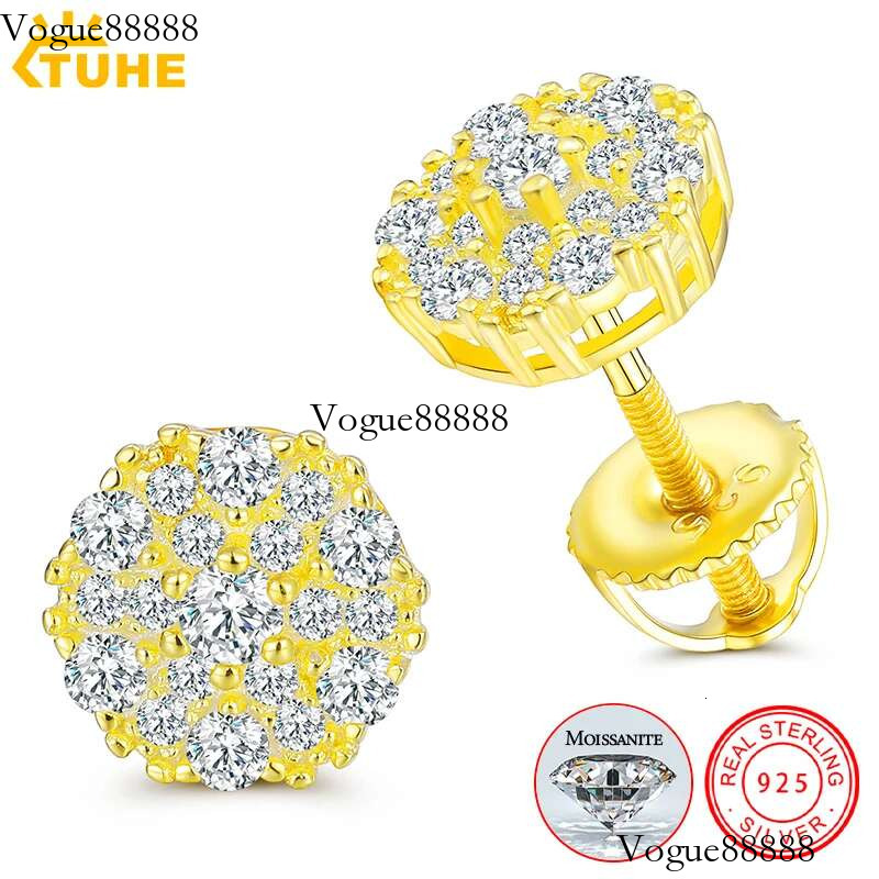 Unisex Fine For Women Earrings Moissanite D Color VVS Stud Round wer Jewelry