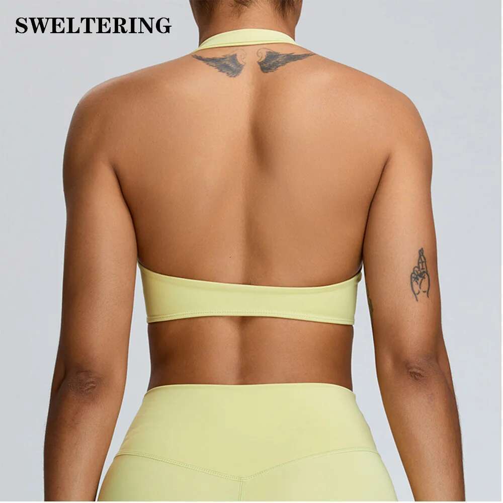 Sports Sexy Women Halter Top High Support Push-Up Open Back Wear Fiess Bras Yoga Workout Underwear Backless Bra Kl-My