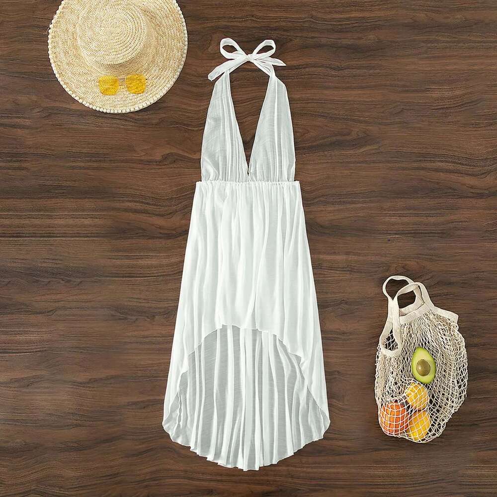 Summer 2024 Dress Solid Bikini Cover Up Swimwear Women Robe De Plage Beach Wear Cardigan Bathing Suit Km-Ly