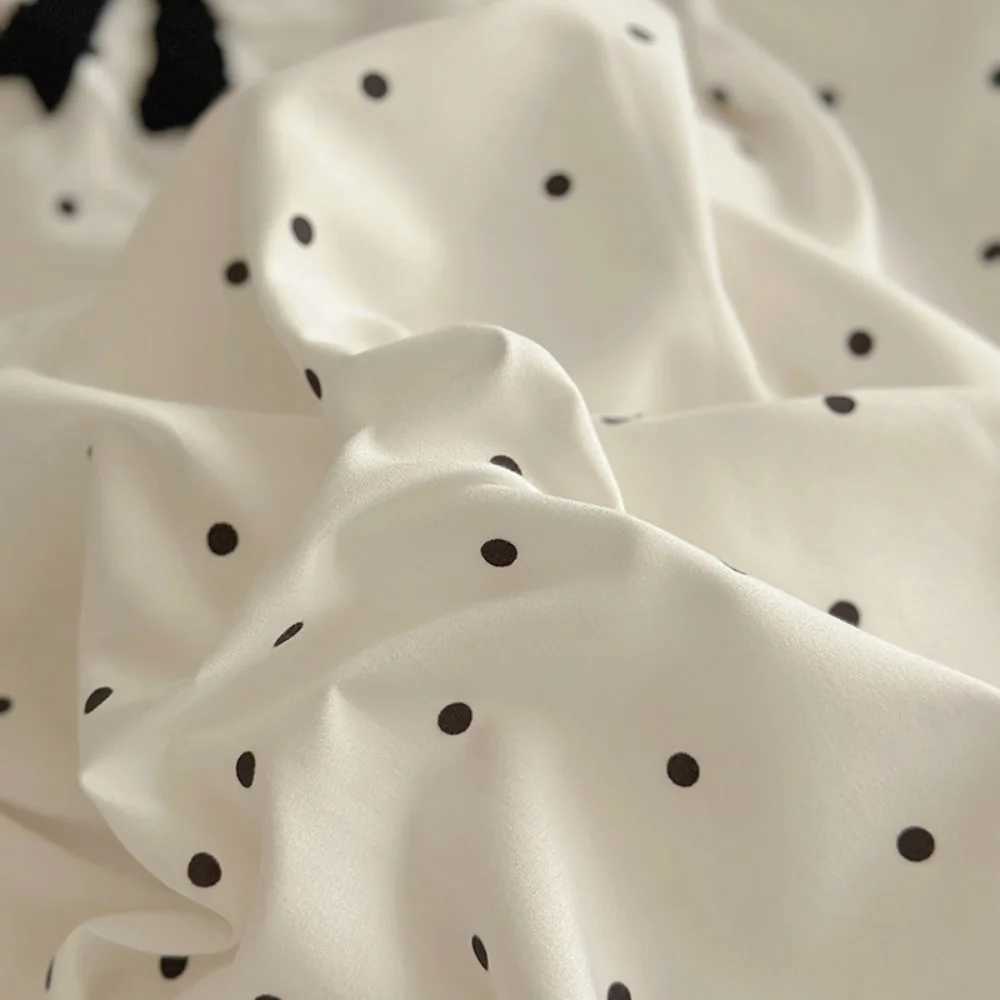 Bow Polka Dots Duvet Cover 4pcs Bedding Set Girly White Quilt Cover Polyester Comforter Cover 1 Flat Sheet with 2 PillowcasesT250304