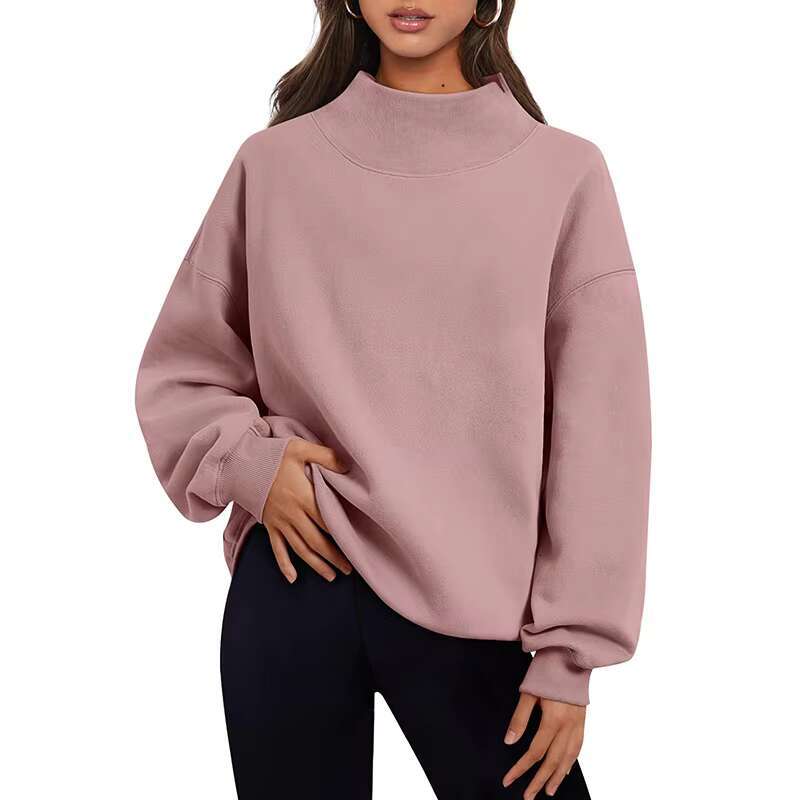 Custom Womens Oversized Plain Sweatshirts Turtleneck Pullover Long Sleeve Hoodies Tops Fall And Winter Casual Outfits Clothes