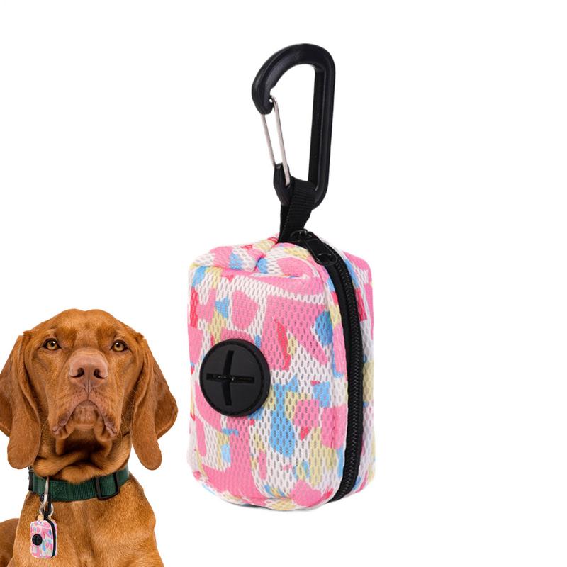 Poop Bag Dispenser Portable Dog Bag Holder Zipper Pouch Pet Waste Dispenser With Carabiner Pet Accessories For Outside Walking