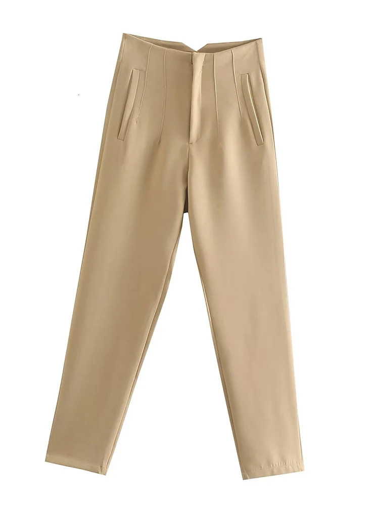 Willshela Women Fashion Straight Pants High Waist Front Zipper Trousers Vintage Full Length Female Chic Lady 250304