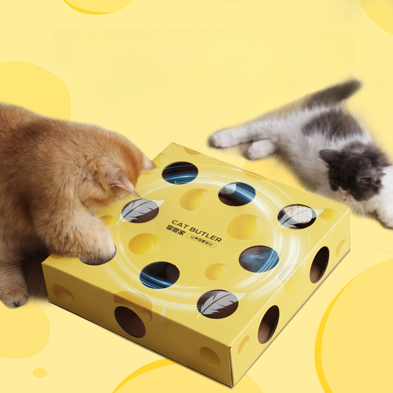 Pet Items Cheese Box Toy Cat Toy Self-pleasure and Boredom Relief Electric Cat Tease Stick Whack-a-mole Interactive Cat Toys