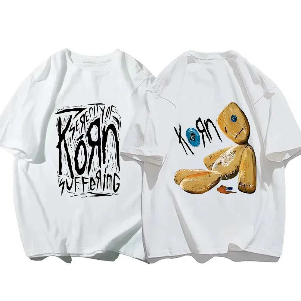 Korn Rock Band Printed T-Shirt Korn WORLD TOUR Music T Shirt for Men Women Loose Short Sleeve Summer Casual Hip Hop StreetwearT250305