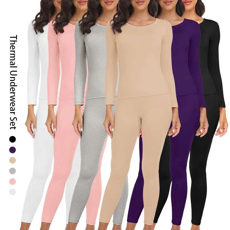 For Thermal Women Long Johns Base Layer Cold Weather Top Bottom Women's Underwear Set KLMY 's