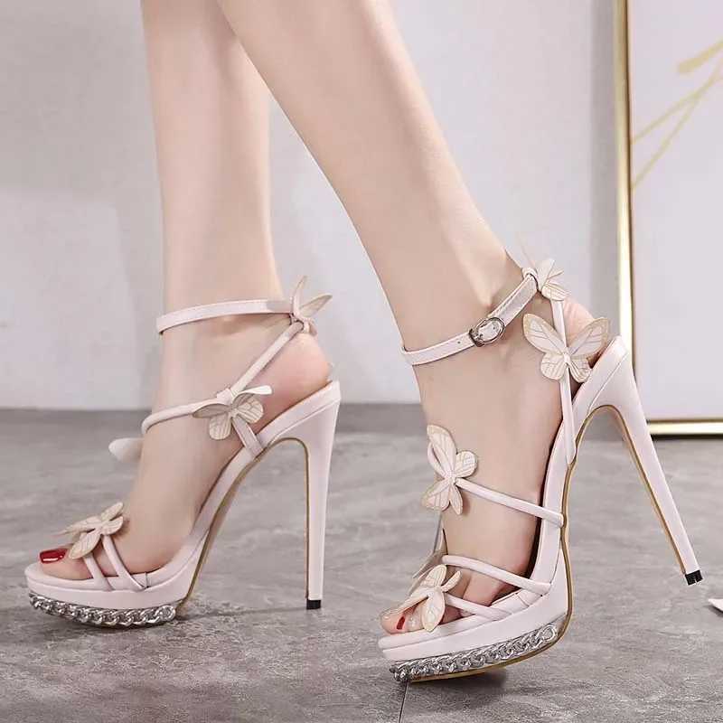 Sexy Stiletto Womens Sandals Narrow Band Butterfly 14cm Super High Heels Sandals Ladies Heels Shoes Summer High QualityXJ2500305