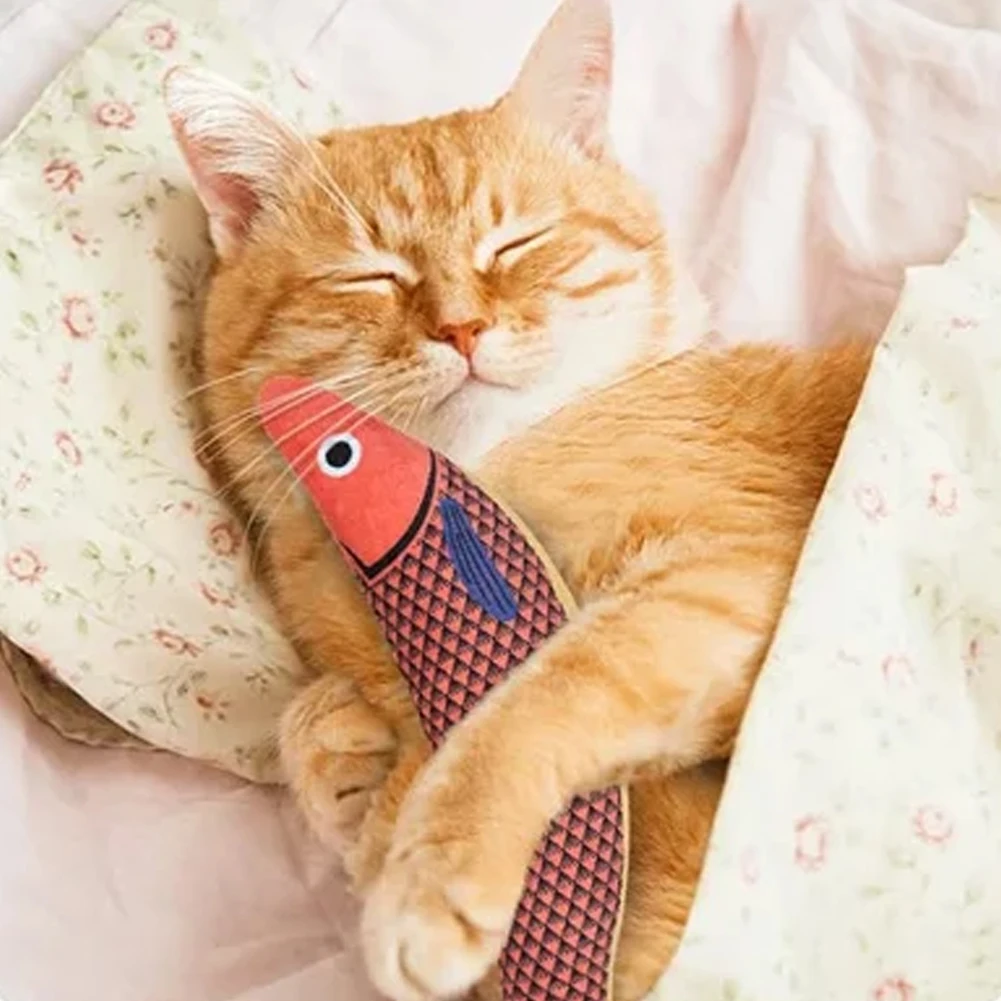 Cat Durable Toy Catnip Simulation Fish Goldfish Kitten Toy Pillowfish Interactive Sounding Chew Bite Plush Toys Pet Cat Supplies