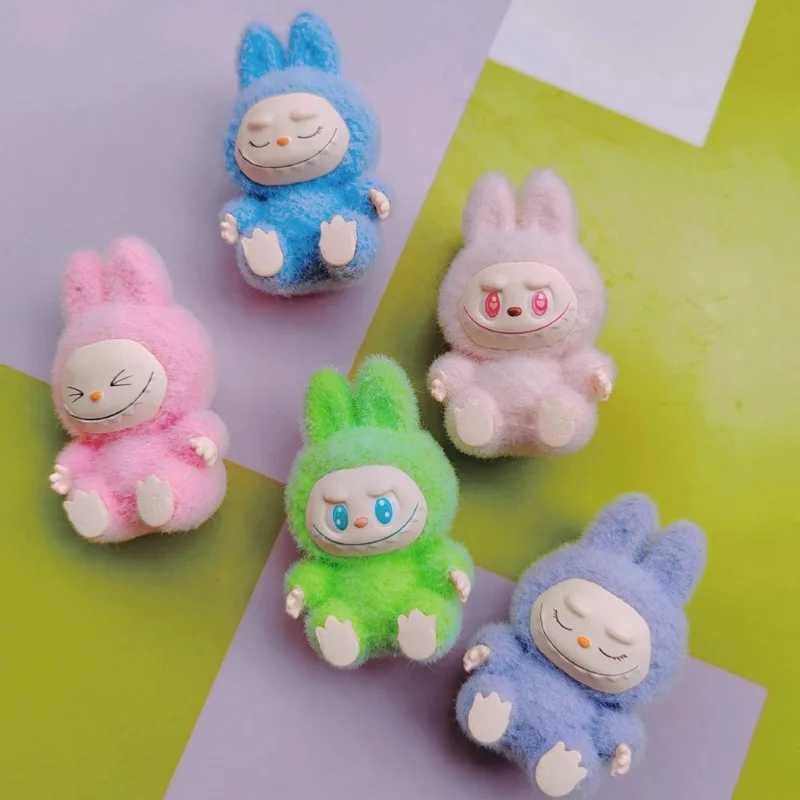 New Mini Labubu Sitting Posture Action Figure Cute Labubu Doll Set Model Collection Decor Ornaments Accessories Girl Kid GiftsT250305