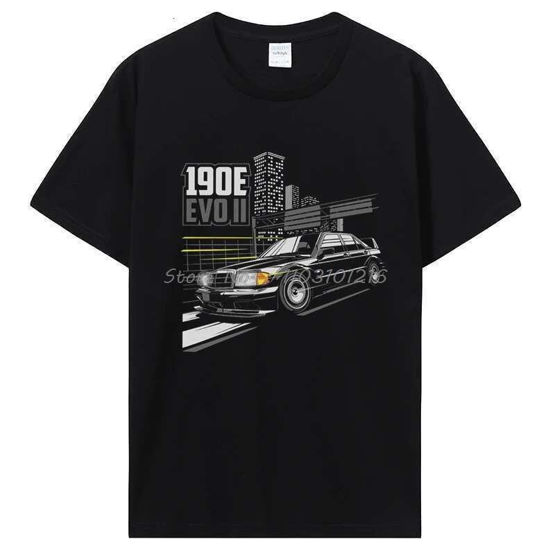 Automotive Merch 190E Creative EVO T-shirt Round Neck Pure Cotton Casual T-shirt Cotton Fitness T-shirt Oversized Tall Men's Clothing