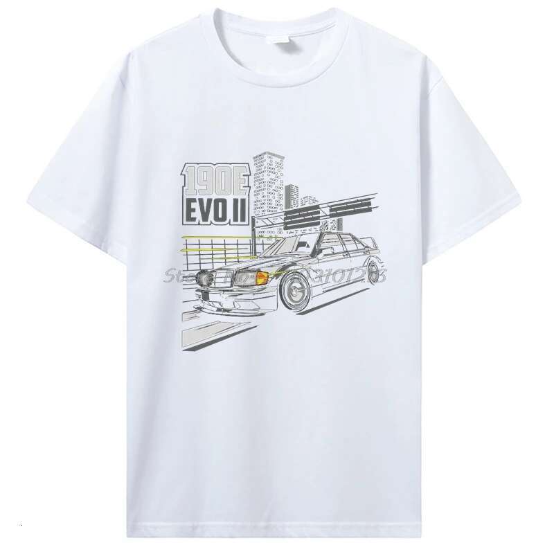 Automotive Merch 190E Creative EVO T-shirt Round Neck Pure Cotton Casual T-shirt Cotton Fitness T-shirt Oversized Tall Men's Clothing