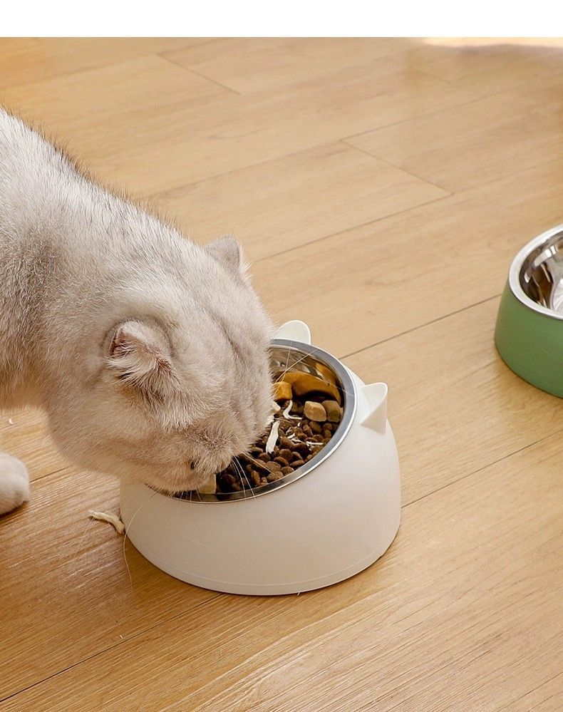 Stainless steel dog cervical protection cat bowl, slanted mouth pet food bowl z2
