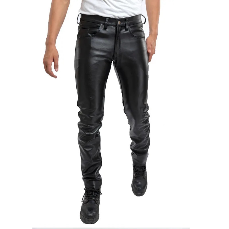 2023 Mens Leather Pants Ultra Thin PU Trouser Fashion Elastic Motorcycle Waterproof and Oil proof Bottom 250304