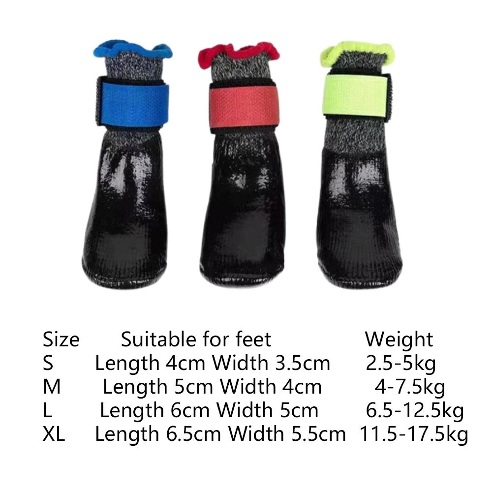 4pcs/set Waterproof Pet Socks Booties with Rubber Sole Anti Scratch Dog Foot Covers Nonslip Anti-stain Pet Paw Protector