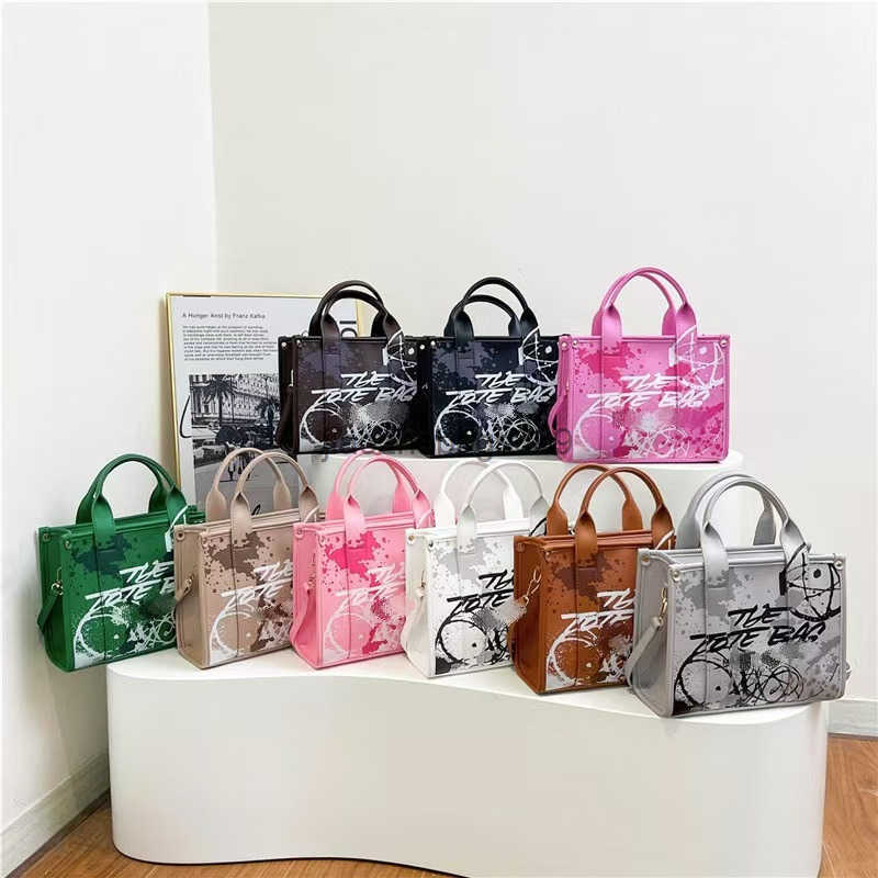 Drawstring/Bucket Bags 2024 New Tote Bag Graffiti Splashing Ink Style Large Capacity Handbag Fashion Versatile Single Shoulder Slant Cross Womens Bag z250305