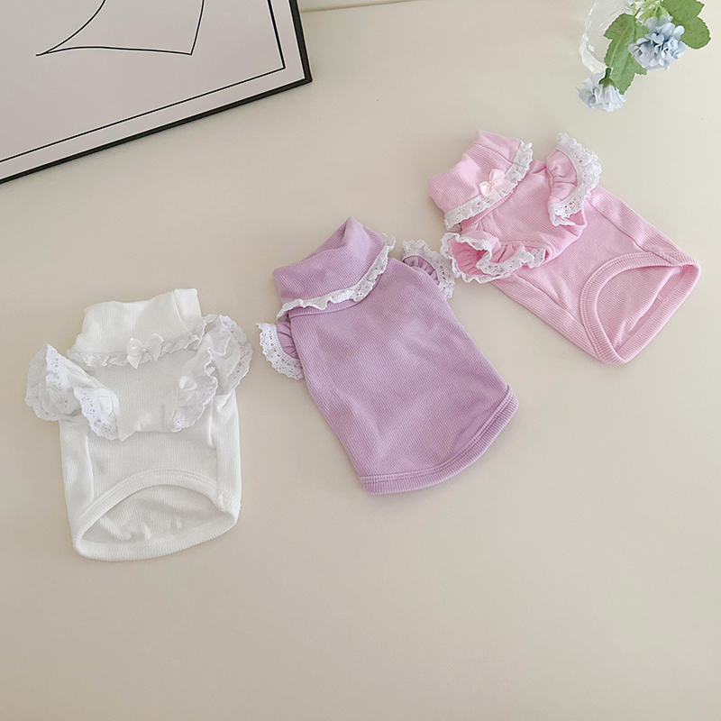 2025 Spring Pet Dog Clothes Pure Cotton Simple Pink White Purple Hoodie For Small Medium Dog Fashion Casual Overalls Puppy Hoody