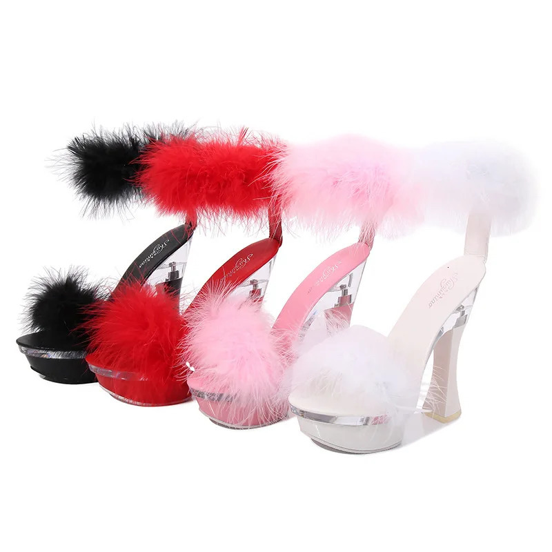 Black platform sandals block boots set womens beige summer shoes large-sized Espadrillles short and chubby nude comfortable sexy fur plastic 250228