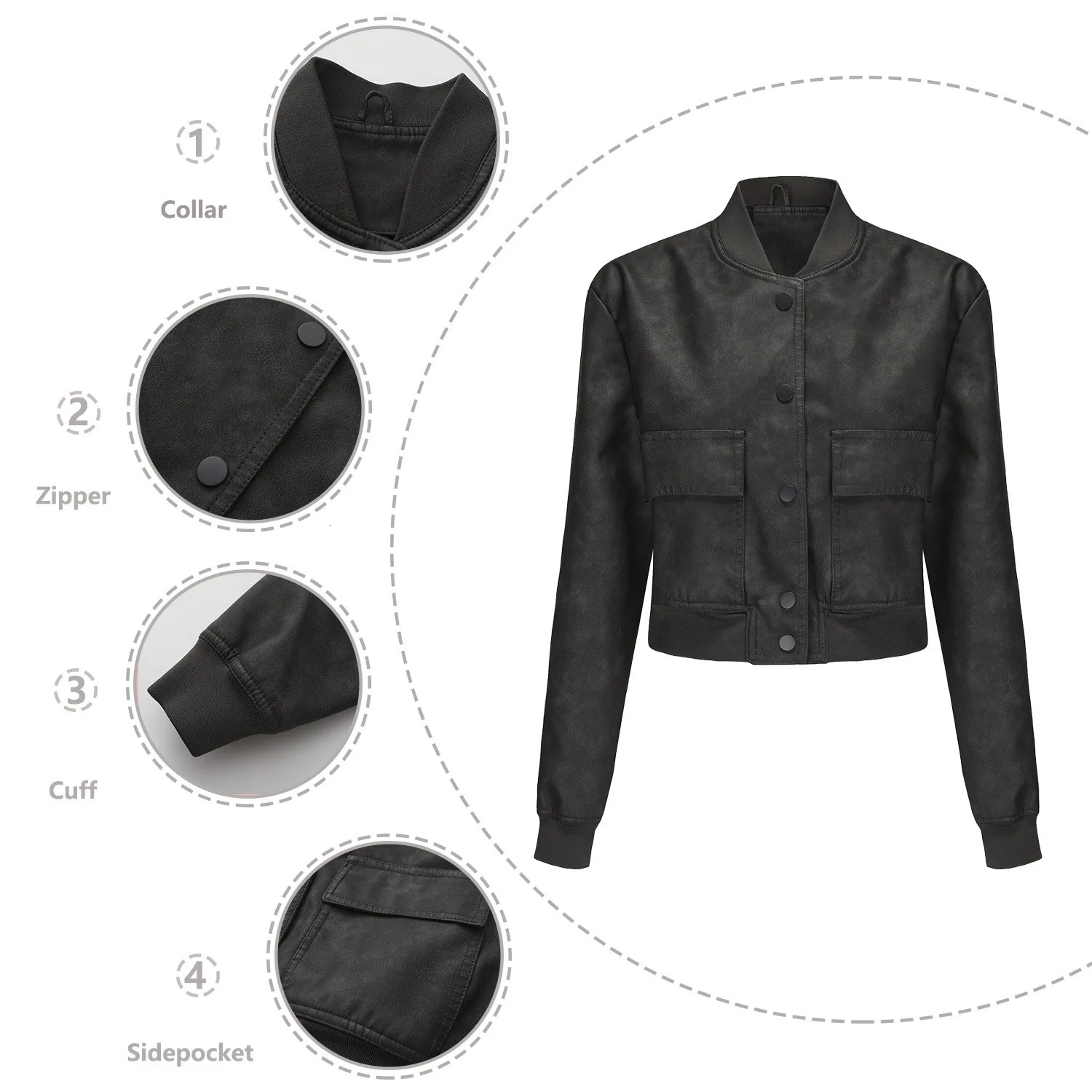 Spring Autumn Womens Jacket Loose Cardigan Female Sweat Ribbed Shrink Leather Women Singlebreasted Coats 250226