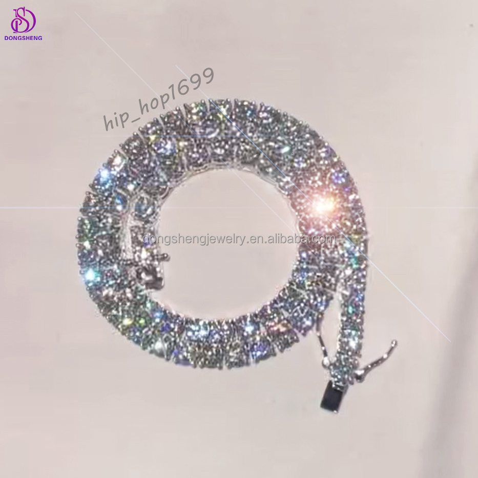 Bling 925 Silver Fashion Jewelry Necklaces 4mm 5mm 6mm Ice Out VVS Moissanite Tennis Chain for Mens