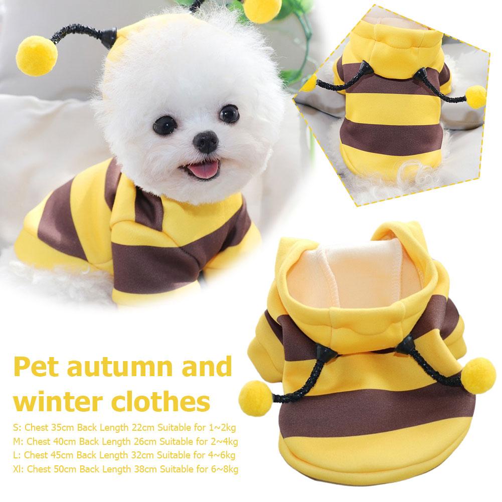 1pc Bee Pet Puppy Coat Apparel Outfit Fleece Clothes Costume Hoodie Dog Halloween Dog Sweater Fancy Cat Cosplay Hoodies J4T6
