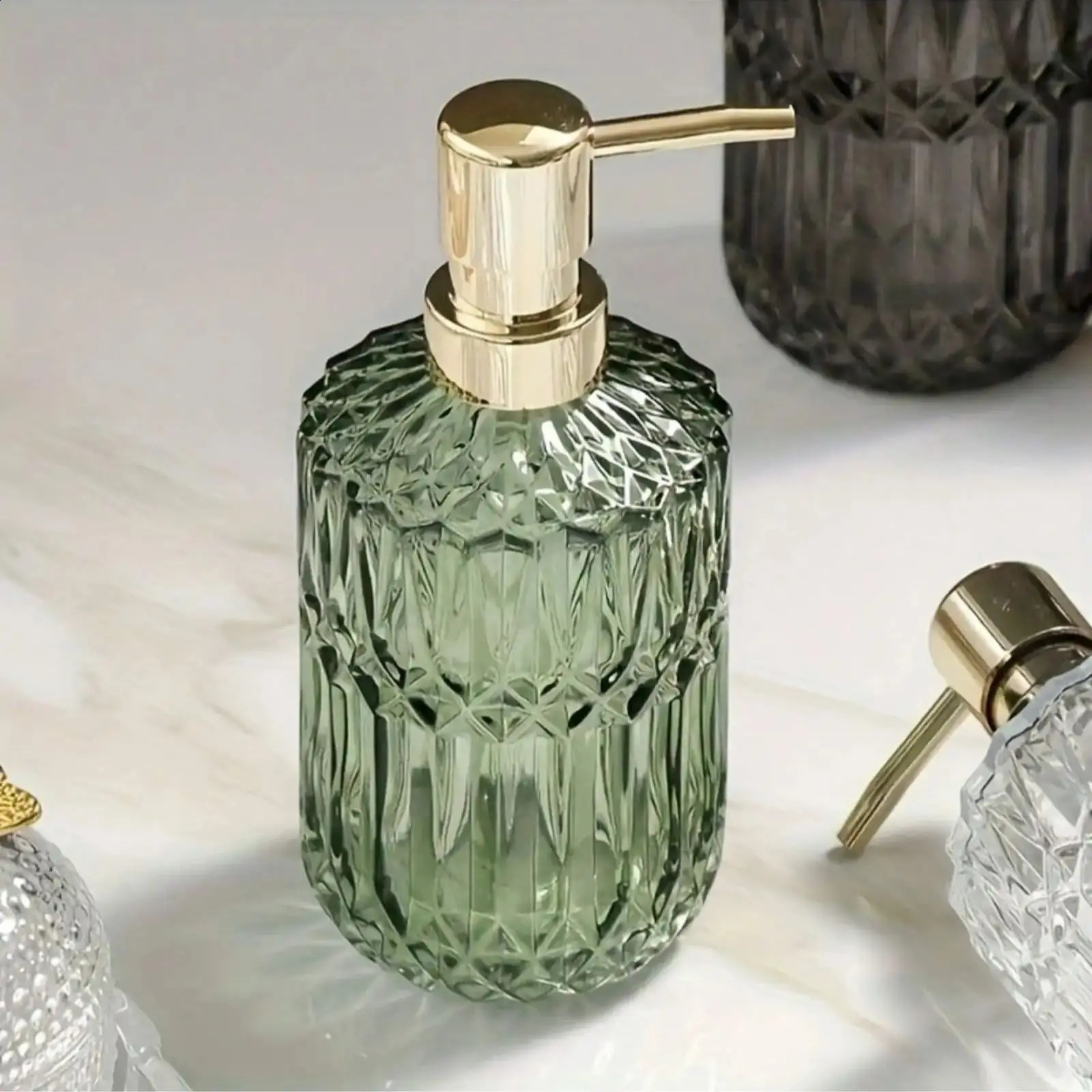 One 13.32oz glass soap dispenser can refill the pump bottle for liquid soap shower gel hand soap and household bathroom accessories 250227