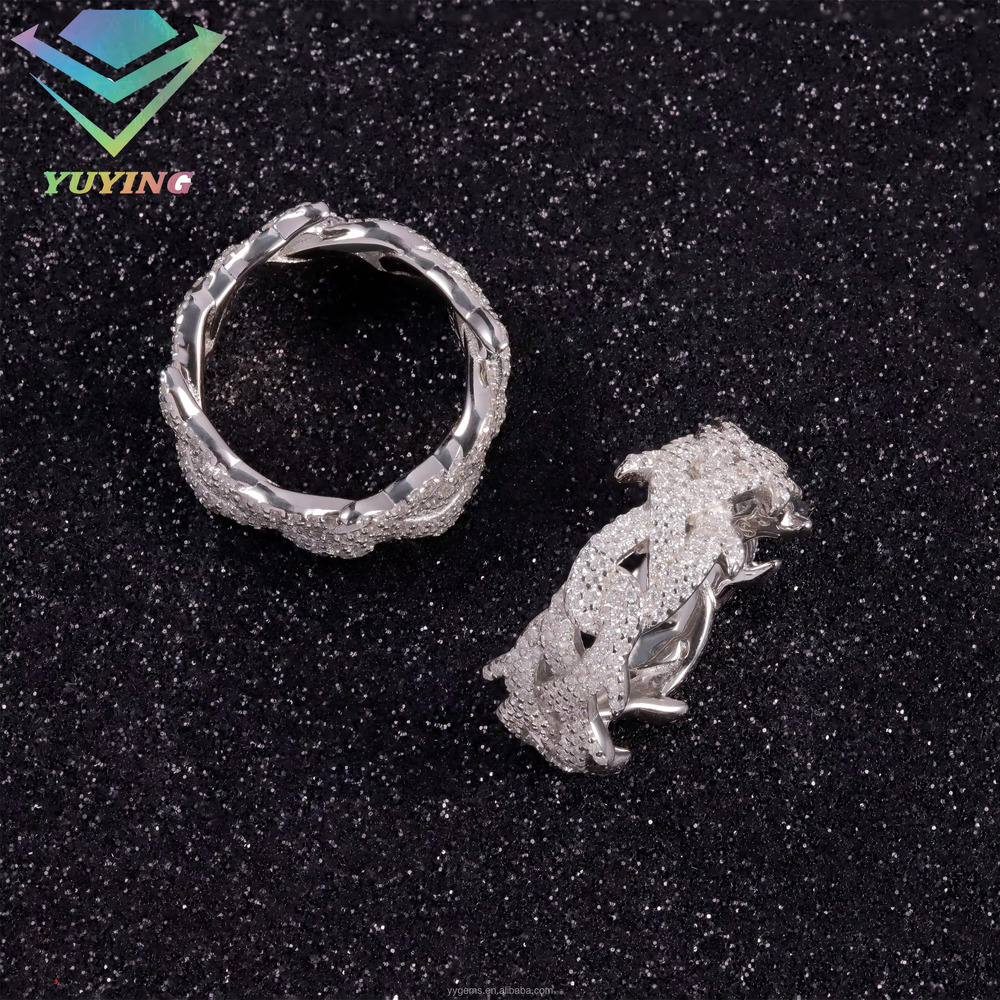 Fashion Design Mossanite Fine Jewelry Sterg Sier Hip Hop for Men Women VVS Moissanite Dia Cuban Ring