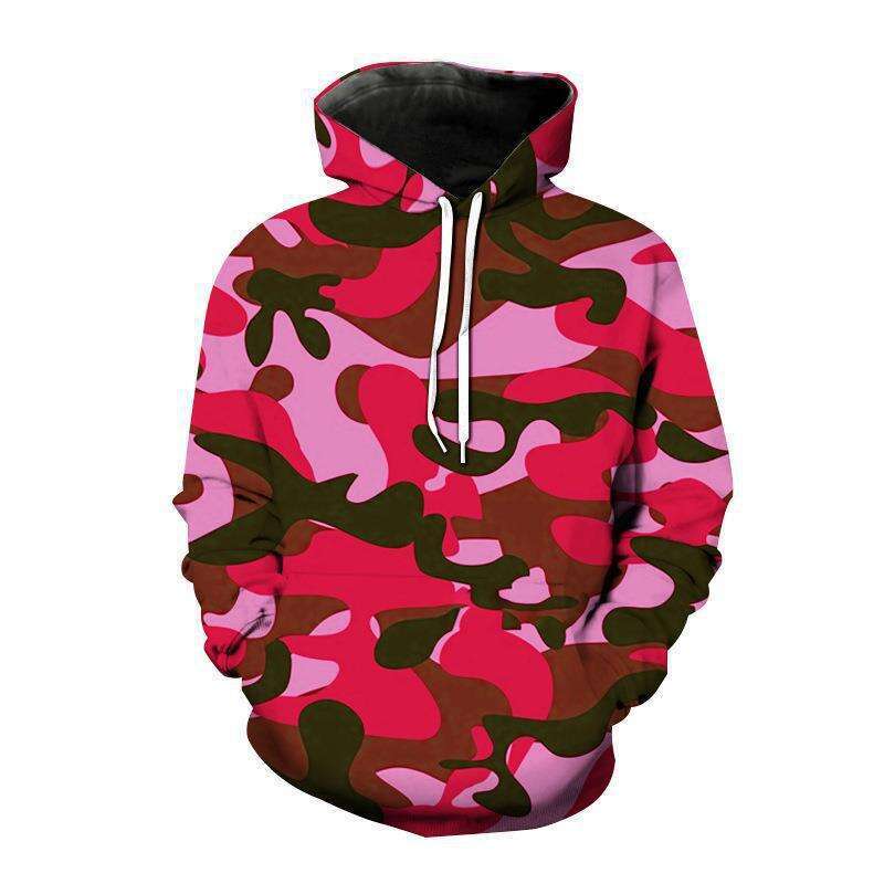 Hooded colorful camouflage suit with 3D digital printing men's hoodie