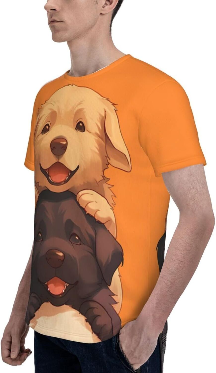Mens T shirt Stacked Dogs 3D Printed Graphic T-Shirt for Men & Women - Cute Puppy Soft Casual Trendy Summer Tops Tee tee Casual tops summer clothes