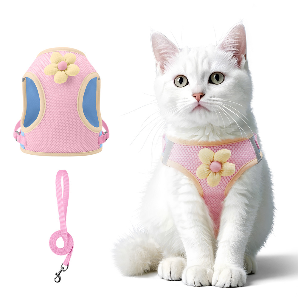 Adjustable Kitten Leash with Chest Harness - Small & Medium Dog Vest Type Pet Gear Set