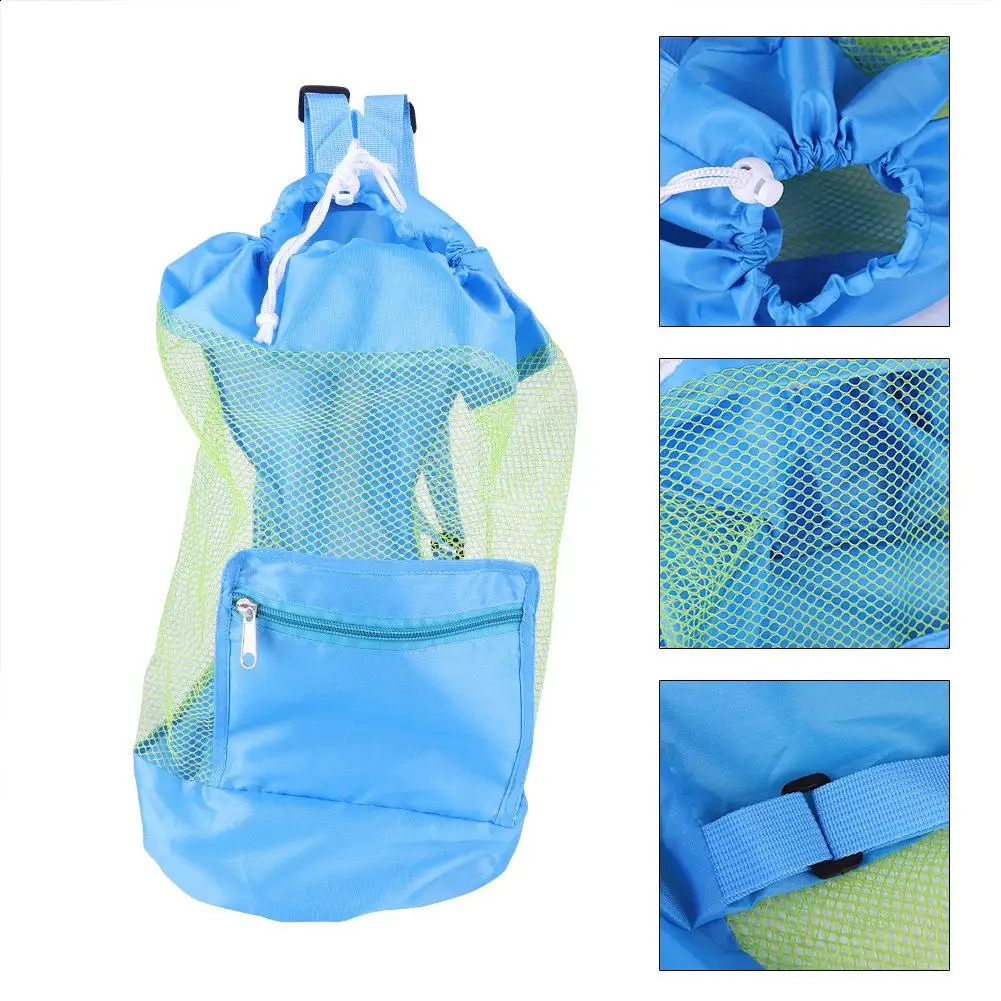 Ship from US Portable Mesh Beach Storage Bag Foldable Drawstring Tote for Toys Sand Swim Gear Shells 250305FBB