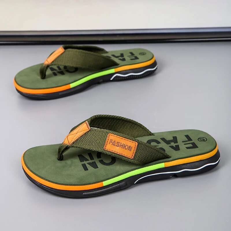 High Quality Green Summer Flip-p Non-slip Beach Slippers for Men Outdoor Flip ps Man Fashion Slides chinelo mascuo