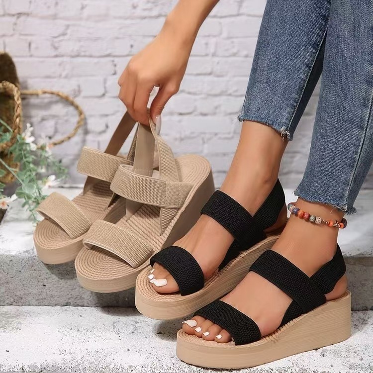 2025 new Roman imitation hemp rope with sloping heels and exposed toes for women's sandals ddmykukumalu