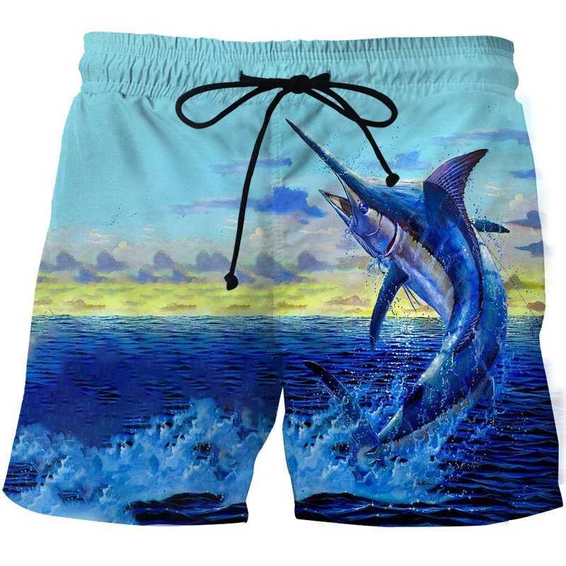 3D Landscape Fish Summer Pants Sports Beach Pants Animation Printed Comfortable Casual Quick Dry Mens Surf Pants Fitness 2023XJ250304