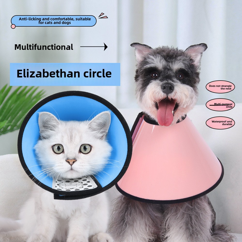 Universal Pet Elizabeth Collar - Post-Operative Head Protection and Grooming Aid for Cats and Dogs