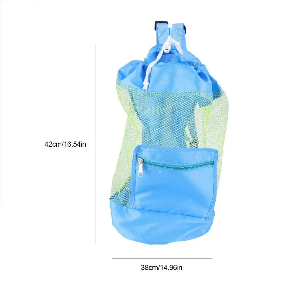 Ship from US Portable Mesh Beach Storage Bag Foldable Drawstring Tote for Toys Sand Swim Gear Shells 250305FBB