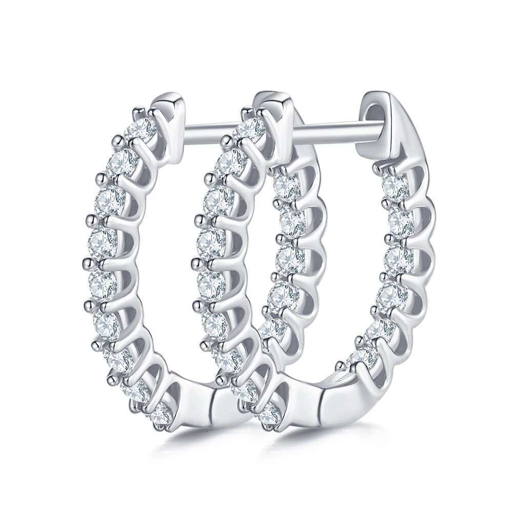 Sterg Sier Full Moissanite Dia Small Hoop Earrings Fashion for Women Wedding Jewelry Accessories