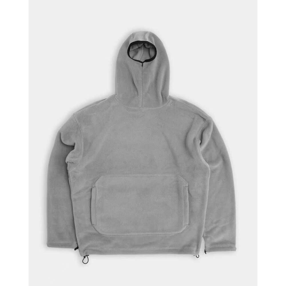 Polar fleece hip-hop high street solid color ninja hooded men's half zip hoodie pullover top