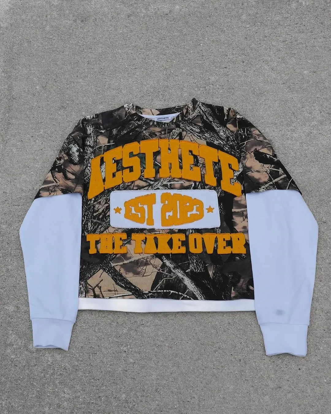 American street Harajuku print camouflage long sleeve pullover men long sleeve Y2K loose letter print oversized T-shirt 250304