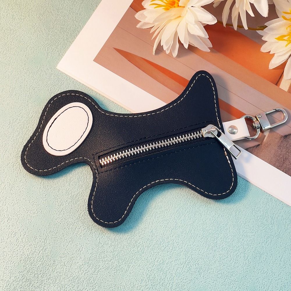 Leather Dog-Shaped Pet Poop Trash Bag Hanging with Buckle Dog Poo Bags Dispenser Travel-Friendly Pet Poop Bag Holder