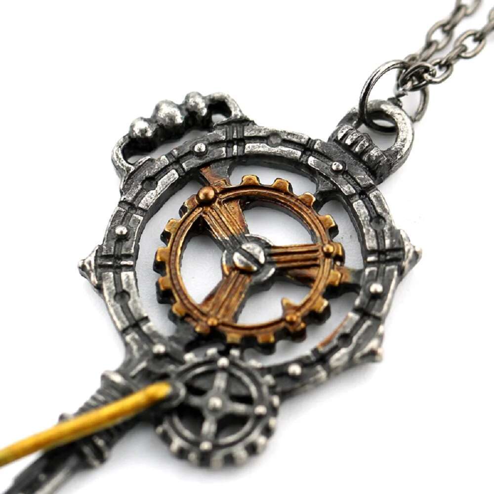 Punk Vintage Pendant Necklace Steampunk Gear Key Metal Alloy Chian Choker Gothic Fashion Jewelry Accessories Gifts