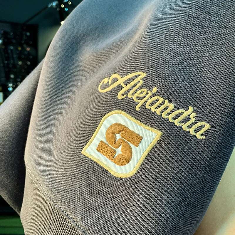 High-End Embroidered Men's Round Neck Sweater 2024 Autumn New Trendy Loose Elastic Long-Sleeved Casual Clothes