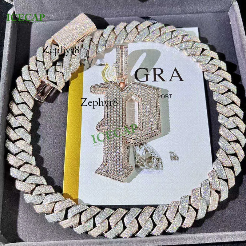 New Two-Sided Handset VVS Moissanite Cuban ks Chain Hiphop Men Dia Necklace