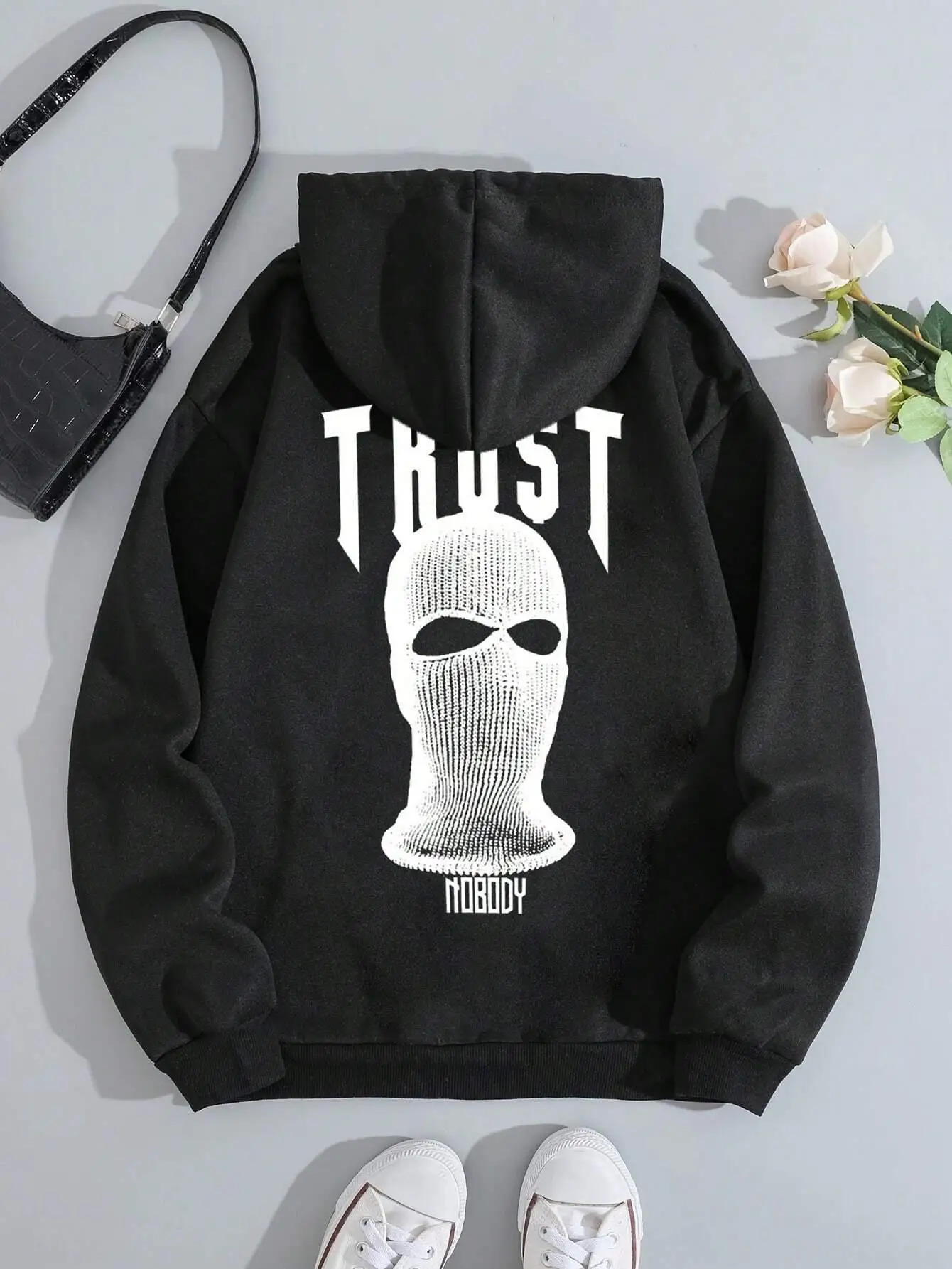 Trust Nobody A Stranger With A White Hood Hoodie Women Warm Fleece Hoody Fashion Casual Sweatshirts Autumn Loose Sportswears 250304