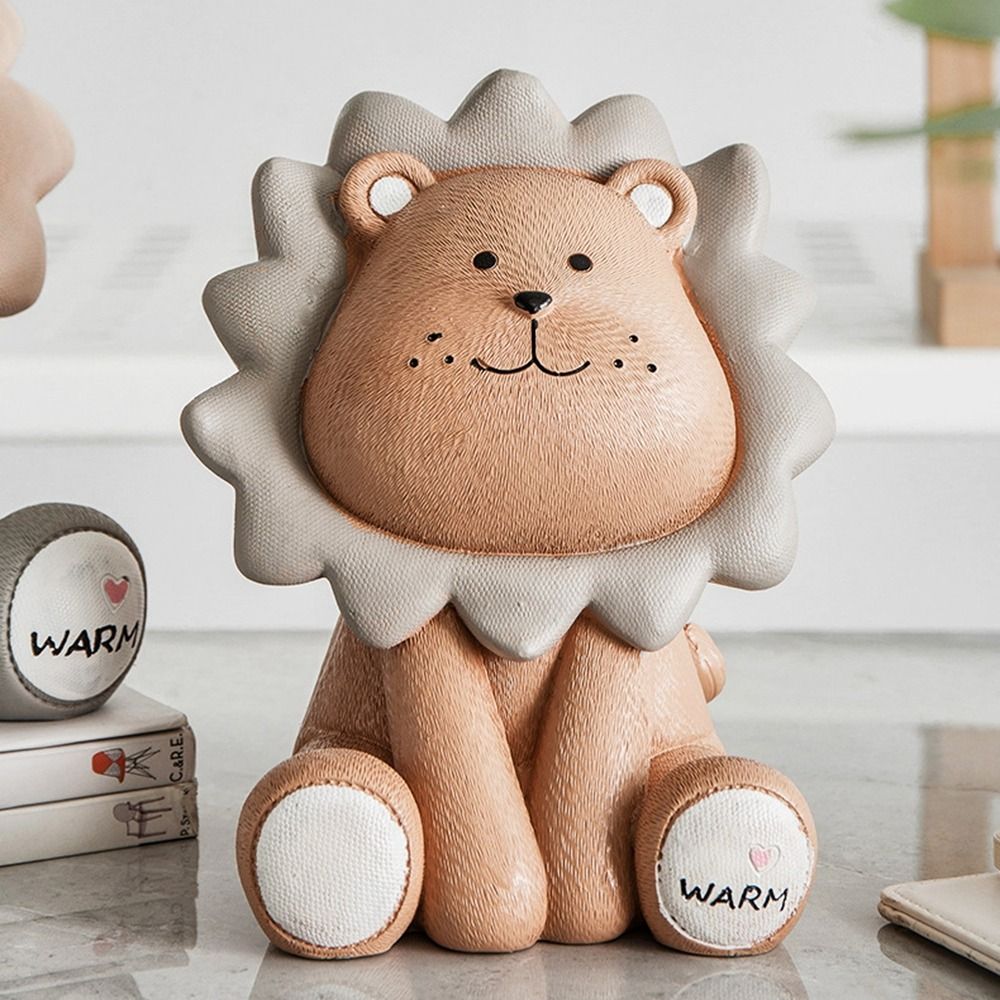 Creative Funny Lion Piggy Bank Cute Cartoon Animal Coins Storage Box Resistant Fall Large Capacity Money Box